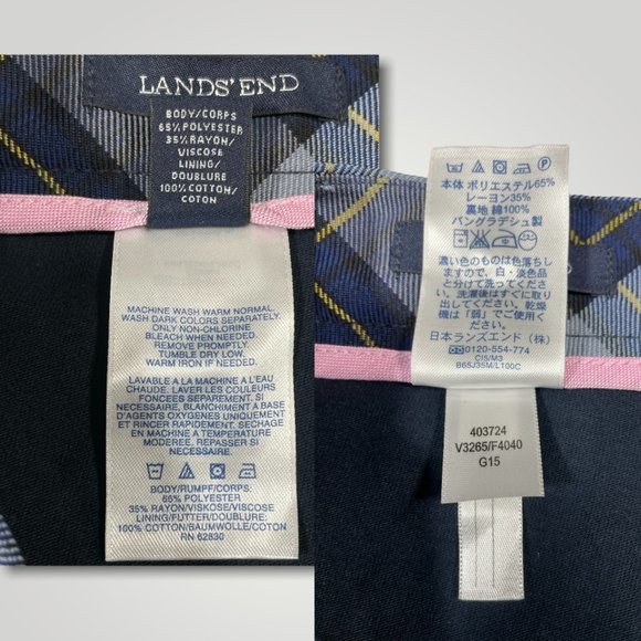 Land's End Plaid Navy Side Pleat Skirt  Skort Junior Misses Size 13 - Picture 13 of 13